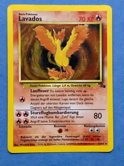 US Seller - German Pokemon Holo Moltres (Lavados) – Fossil Set – 12/62 - LP - Image 1