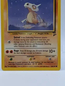 2000 Pokemon Cubone 070/130 Base Set 2 Regular - Image 4