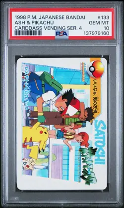 Pokemon Japanese Bandai Ash & Pikachu #133 PSA 10 GEM MINT Carddass Anime Ser. 4 - Image 3