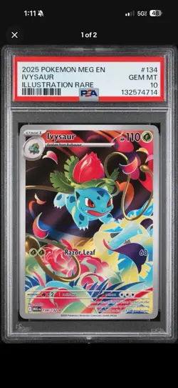 Pokemon 2025 Ivysaur Illustration Rare Holo Me01 Mega Evolution 134/132 PSA 10 - Image 1