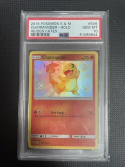 Pokemon TCG Charmander Hidden Fates SV6/SV94 Holo Shiny Holo Rare PSA 10 - Image 1