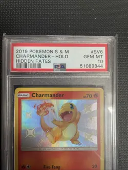 Pokemon TCG Charmander Hidden Fates SV6/SV94 Holo Shiny Holo Rare PSA 10 - Image 2