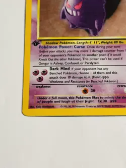 Pokemon Gengar Fossil 1st Edition Holo Rare 5/62 80 HP Stage 2 1999 Wizards - Image 5