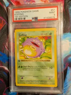 1999 Pokemon Base Set 1st Edition Koffing #51 PSA 9 - Image 1