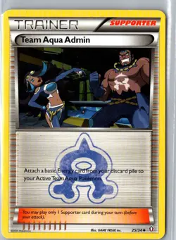 TEAM AQUA ADMIN 25/34 UNCOMMON DOUBLE CRISIS POKEMON MP - Image 1