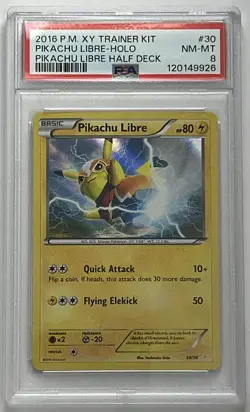2016 POKEMON XY TRAINER KIT PIKACHU LIBRE HALF DECK #30 PIKACHU LIBRE-HOLO PSA 8 - Image 1