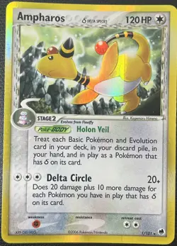 Ampharos 1/101 Dragon Frontiers Holo Rare Pokemon Card LP - Image 1
