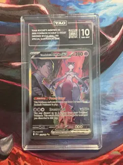 Pokemon TCG Destined Rivals Team Rockets Mewtwo EX Card #231 TAG 10 Gem Mint - Image 1