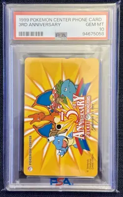 1999 POKEMON CENTER PHONE CARD 3RD ANNIVERSARY PSA10 *POP 39* - Image 1