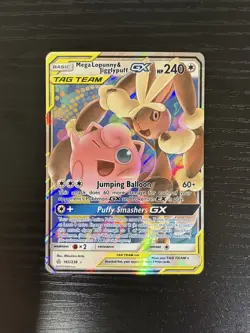Pokemon Mega Lopunny & Jigglypuff GX - 165/236 - Cosmic Eclipse TAG TEAM Card NM - Image 1