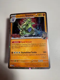 Rocket's Tyranitar Destined Rivals 096/182 STAFF STAMP pre-release Promo Card - Image 1