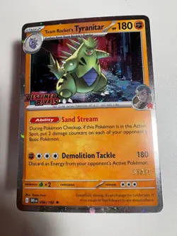 Rocket's Tyranitar Destined Rivals 096/182 STAFF STAMP pre-release Promo Card - Image 2