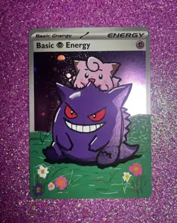 Pokemon Gengar and Clefairy Custom Painted Card FanArt By AstroKardz 1/1 - Image 1