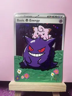 Pokemon Gengar and Clefairy Custom Painted Card FanArt By AstroKardz 1/1 - Image 3