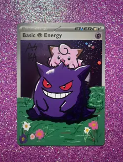 Pokemon Gengar and Clefairy Custom Painted Card FanArt By AstroKardz 1/1 - Image 4