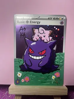 Pokemon Gengar and Clefairy Custom Painted Card FanArt By AstroKardz 1/1 - Image 5