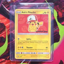 Ash's Pikachu SM109 2017 Sun & Moon Promo Pokemon Card Basic Mouse - Image 1
