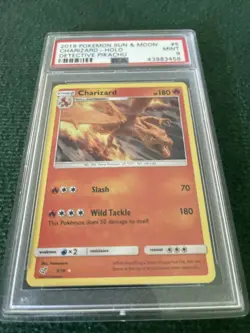 2019 Pokemon Sun & Moon Detective Pikachu Charizard HOLO rare #5/18 PSA 9 MINT - Image 1