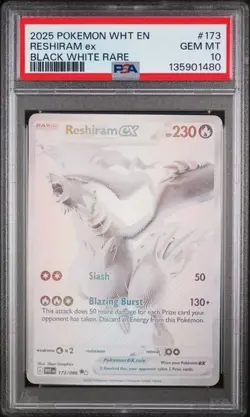Pokemon 2025 Reshiram ex 173/086 Black White Rare White Flare GEM MINT PSA 10 - Image 1