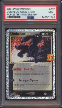 2021 POKEMON INDIA UMBREON GOLD STAR PCP 25TH ANNIVERSARY #012 PSA 9! - Image 1