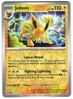 Jolteon 135/165 Reverse Holo SV: Scarlet & Violet 151 English Pokemon NM - Image 1