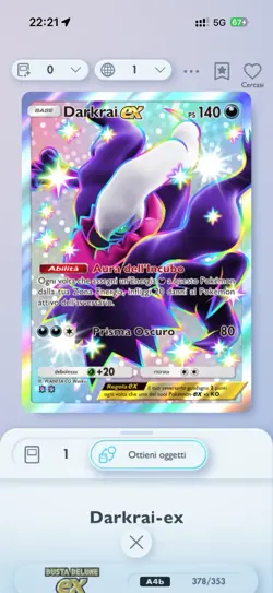 Pokemon TCG POCKET - Darkrai EX Shiny 2⭐, Deluxe (ITA) - Image 1