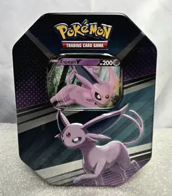 Espeon V Heroes Tin Pokemon Cards TCG Factory Sealed 4 Booster Packs 2022 - Image 1