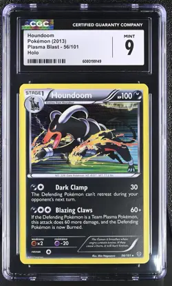CGC 9 MINT Houndoom 2013 Plasma Blast 56/101 Holo Pokemon Card - Image 1