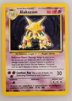 ✨Pokemon Base Set Alakazam 1/102 MP Card - Rare Collectible Trading Game Item #1 - Image 1