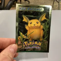 1999 Hasbro Toy Wishes Magazine Pokemon Gold Foil Card Raichu - Image 1