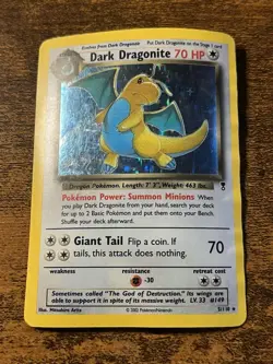 Pokemon Dark Dragonite Holo Rare Card 5/110 WOTC Legendary Collection DAMAGED - Image 1