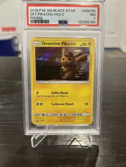 PSA 7 Detective Pikachu SM190 Pokemon Card Black Star Promo 2019 - Image 1