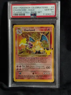 PSA 10 Charizard #4 2021 Celebrations Classic Coll Base Set Pokemon TCG - Image 1