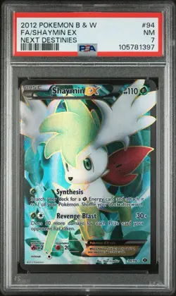 2012 POKEMON B&W NEXT DESTINIES #94 FULL ART/SHAYMIN EX PSA 7 - Image 1