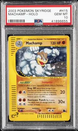 2003 POKEMON SKYRIDGE #H15 MACHAMP-HOLO PSA 10 - Image 1