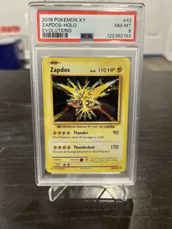 2016 Pokemon XY Zapdos-Holo Evolutions 8 NM-Mint PSA - Image 1