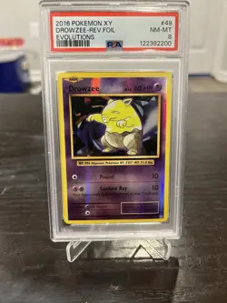2016 POKEMON XY EVOLUTIONS DROWZEE REVERSE FOIL PSA 8 - Image 1