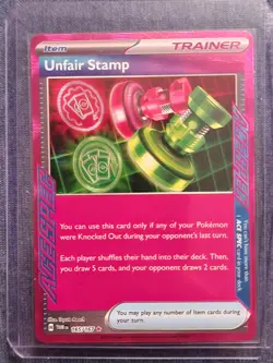 Pokemon TCG Unfair Stamp Scarlet & Violet Twilight Masquerade Rev. Holo 165/167 - Image 1