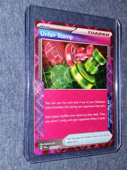 Pokemon TCG Unfair Stamp Scarlet & Violet Twilight Masquerade Rev. Holo 165/167 - Image 3