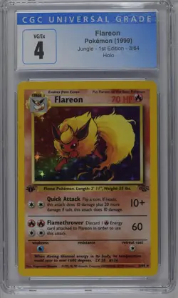 Flareon Pokemon 1999 Jungle 1st Edition 3/64 Holo CGC 4 - Image 1