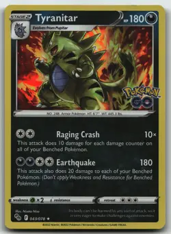 Tyranitar foil Holo Rare Pokemon GO 043/078 NM - Image 1
