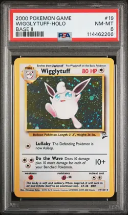 2000 Pokemon Base Set 2 Wigglytuff Holo 19/130 - PSA 8 - Image 1