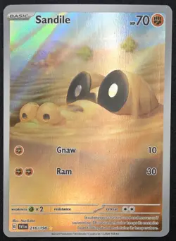 NM+ Sandile 216/198 Holo Illustration Rare Scarlet & Violet Base Set PokEmon TCG - Image 2
