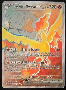 NM+ Team Rocket's Moltres ex 208/182 Ultra Rare Sv10 Destined Rivals Pokemon TCG - Image 2