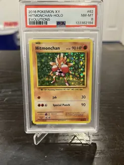 2016 Pokemon XY Evolutions Hitmonchan Holo PSA 8 - Image 1