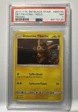 PSA 7 Detective Pikachu SM190 Pokemon Card Black Star Promo 2019 - Image 1