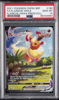 2021 POKEMON SWSH BLACK STAR PROMO #180 FULL ART/FLAREON VMAX PSA 10 - Image 1