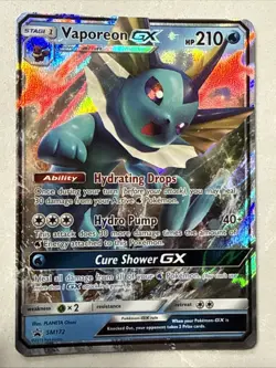 Pokemon TCG Vaporeon GX SM Black Star Promo Card SM172 Holo - Image 1