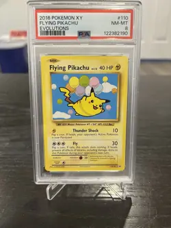 2016 POKEMON XY EVOLUTIONS #110 FLYING PIKACHU PSA 8 - Image 1