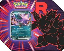 Pokemon TCG Destined Rivals Team Rocket Tin (Nidoking ex) - Sealed New - Image 1